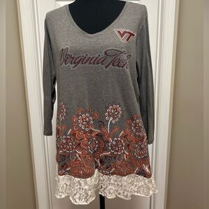 Virginia Tech Women's Gray and Orange Lace Hem Tunic
